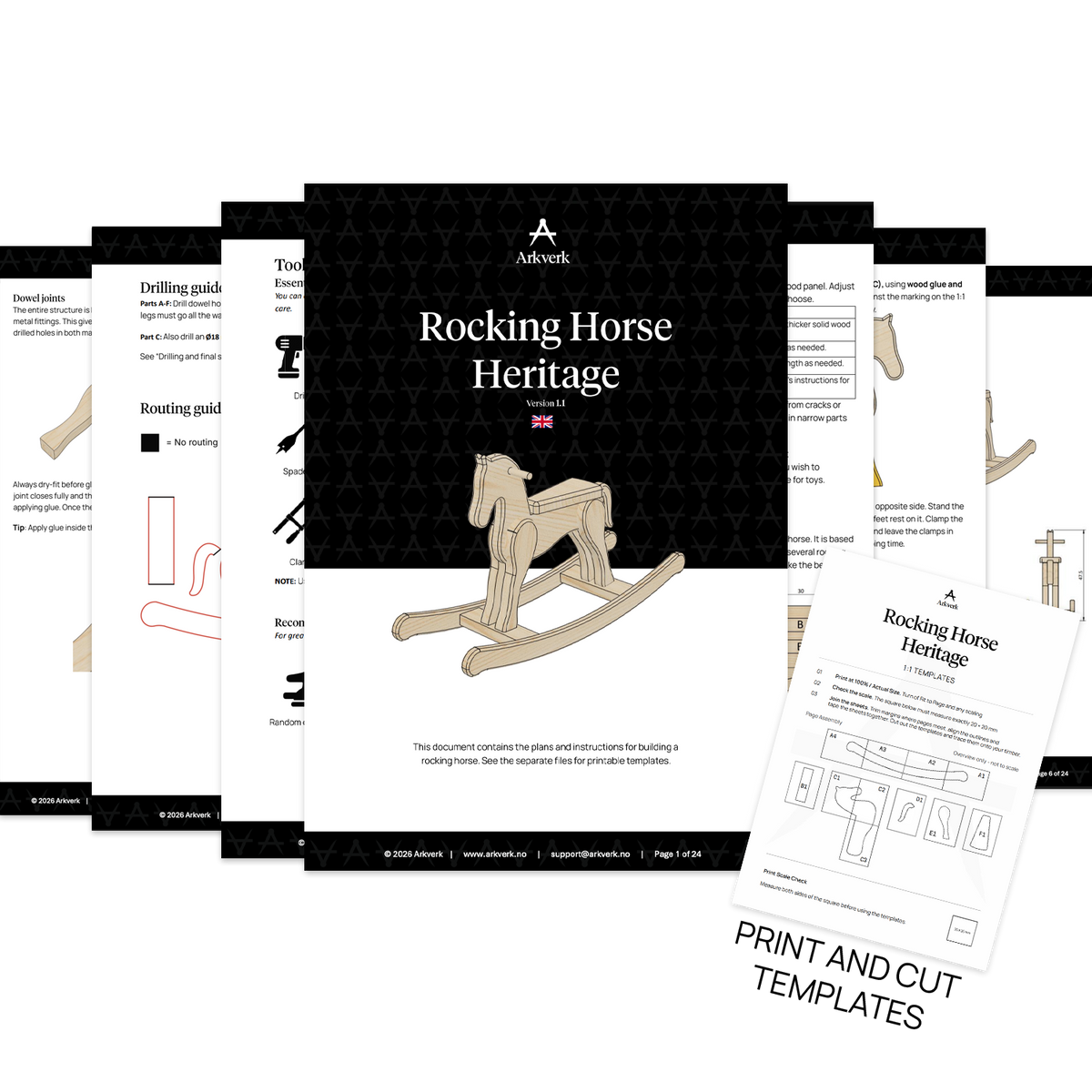 Oversikt over byggetegningene og malene for Rocking Horse Heritage