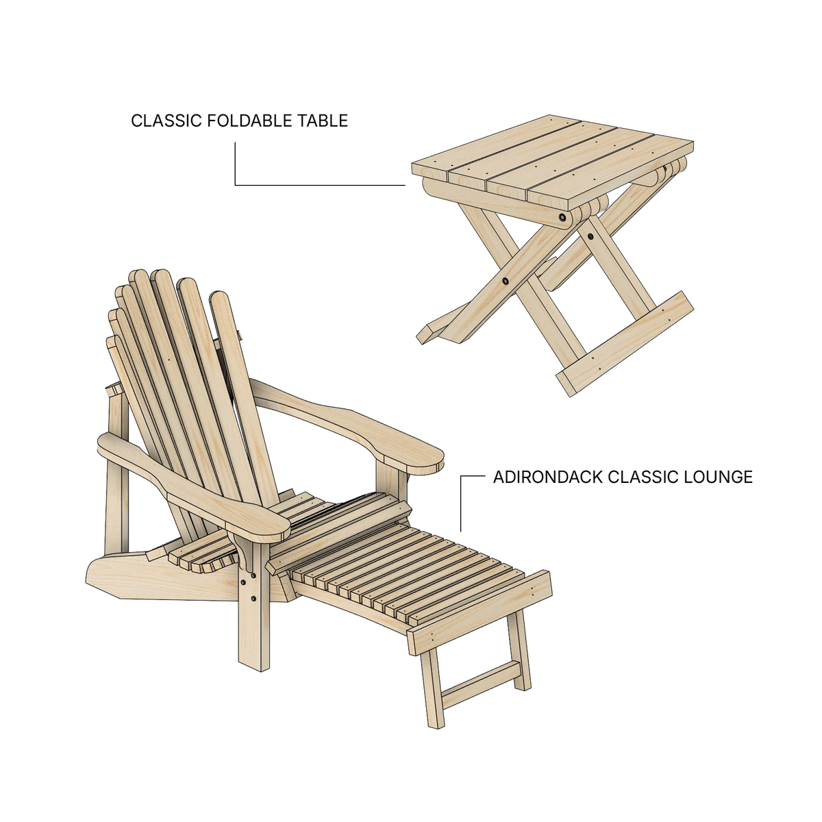 Classic Lounge Pakken med Adirondack Classic Lounge og Classic Foldable Table